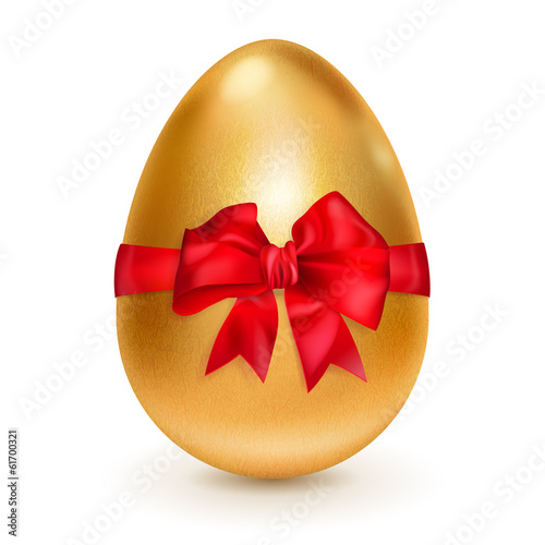 Golden egg with red bow