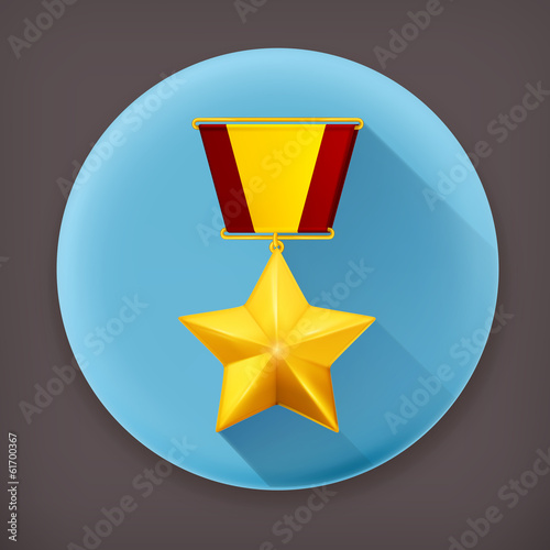 Gold star, long shadow vector icon