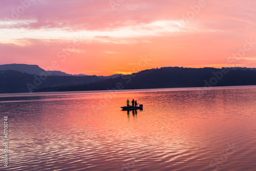 Morning Dawn Colors Sky Water Boat © ChrisVanLennepPhoto