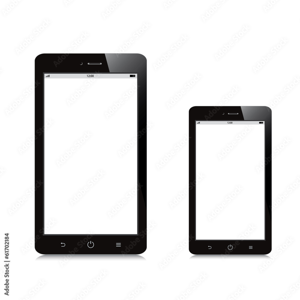 smartphone and tablet blank screen on white background smartphone and tablet blank screen on white background