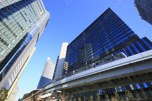 Monorail and Skyscrapers in Shiodome