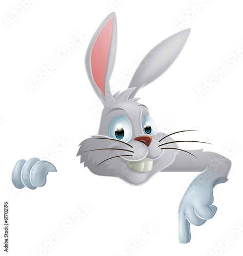 Easter bunny pointing down