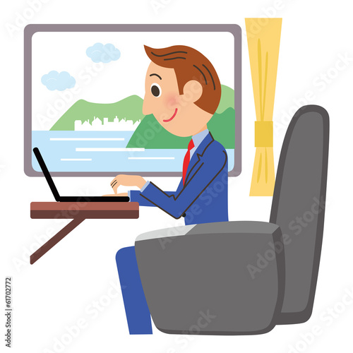 Wallpaper Mural 電車の中で仕事をするサラリーマン Torontodigital.ca