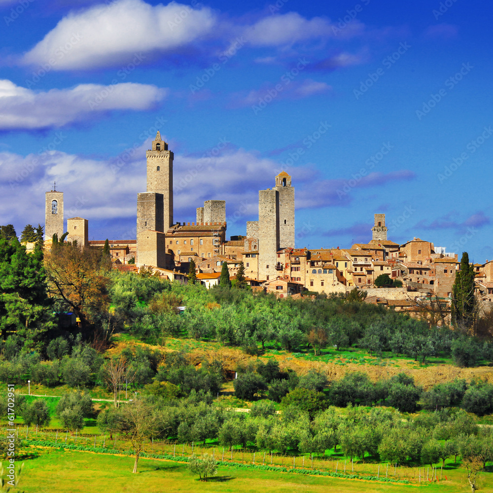 San Gimignano - one of the most beautiful medieval towns in Tuscany, Italy. Unesco heritage site