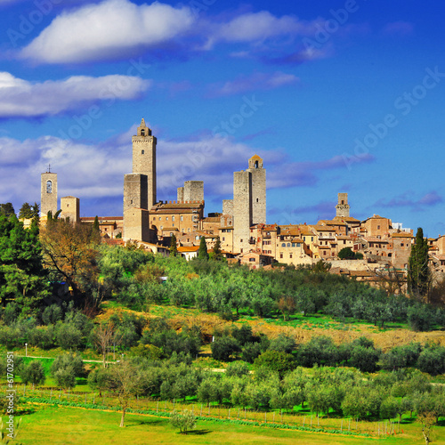 San Gimignano - one of the most beautiful medieval towns in Tuscany  Italy. Unesco heritage site