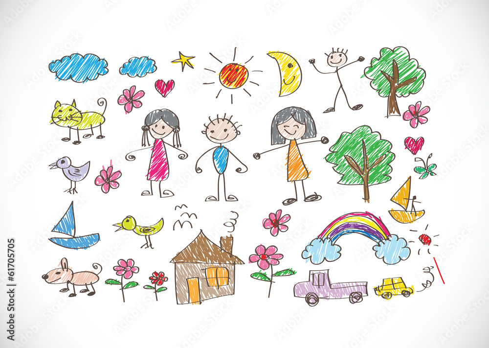 Fototapeta premium Children's drawings kid drawings