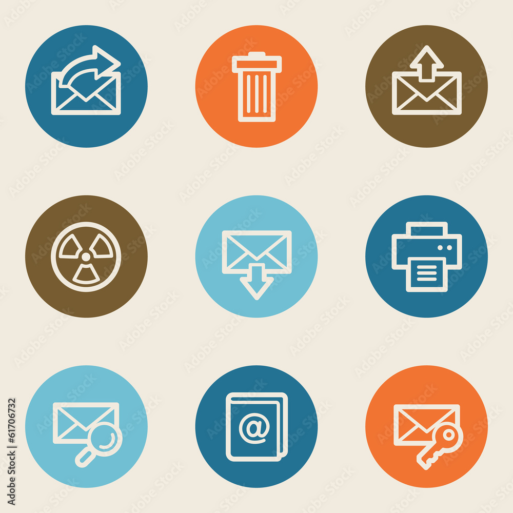 Email web icon set 2, color circle buttons Email web icon set 2, color circle buttons