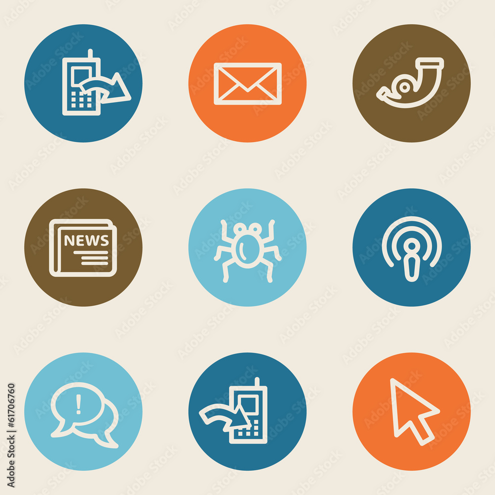 Internet web icon set 2, color circle buttons Internet web icon set 2, color circle buttons