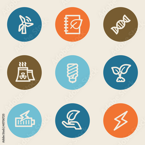 Ecology web icon set 5, color circle buttons