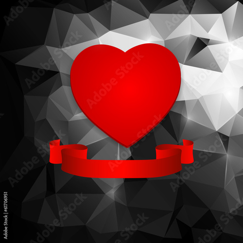 red heart on an abstract background.