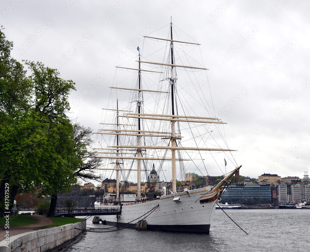 sailboat in the harbor, Stockholm, Scandinavia, Sweden, Europe sailboat in the harbor, Stockholm, Scandinavia, Sweden, Europe