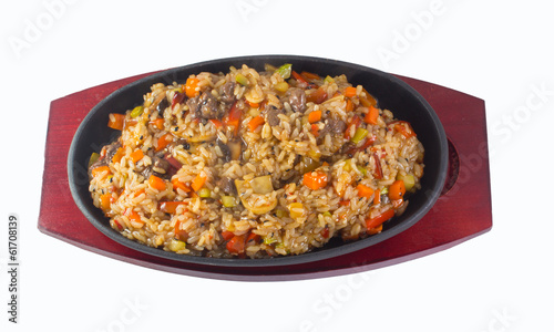 Japanese Cuisine Fried Rice with Vegetables and Chicken