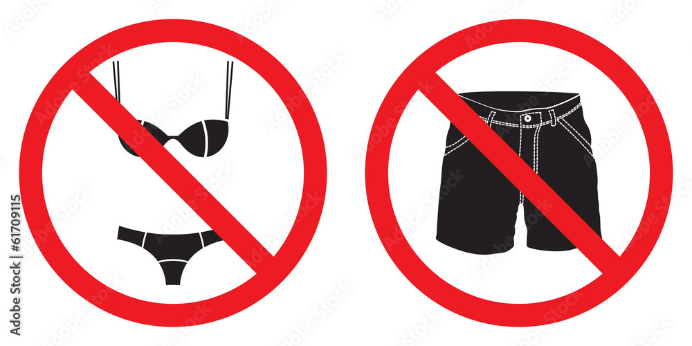 No short pants sign, no swimsuit sign Stock Vector | Adobe Stock