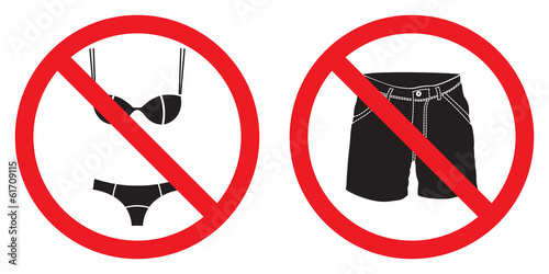 No short pants sign, no swimsuit sign
