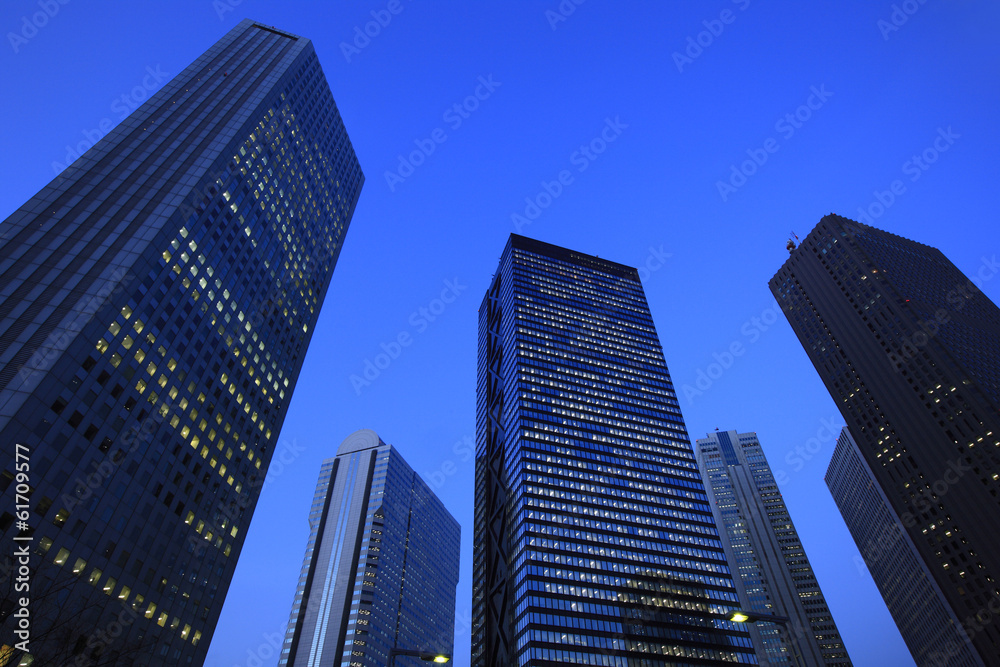 Evening Scene of Skyscrapers in Shinjuku Subcenter area