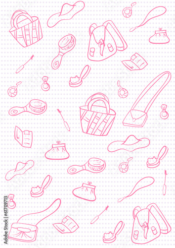 Backgroung girl's things sketch style