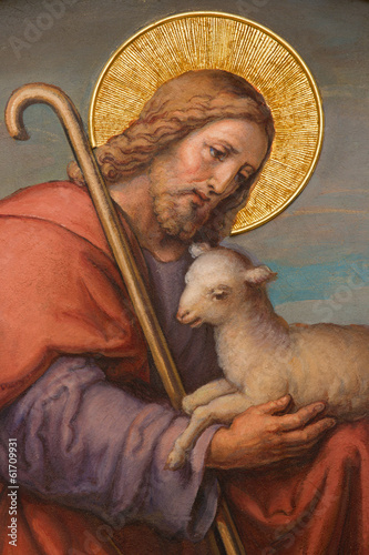 Vienna - Fresco of Jesus as good shepherd  in Carmelites church