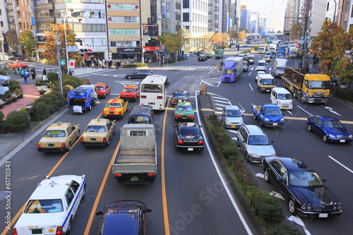 Cityscape of crossing Aoyama Street, Gaien-mae Crossing