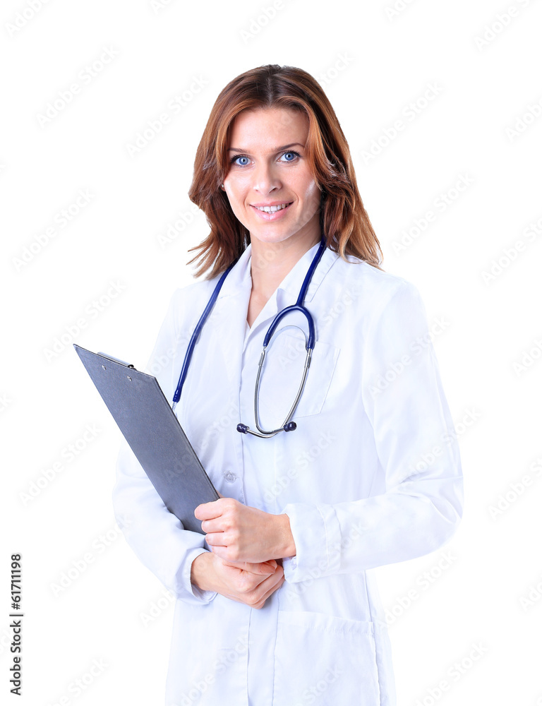Friendly female doctor - isolated Friendly female doctor - isolated