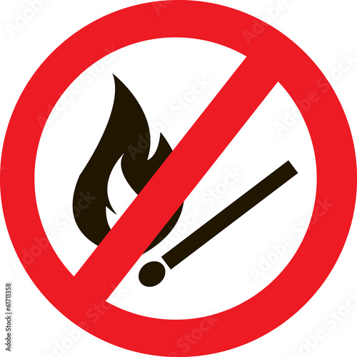 prohibited sign with a burning match