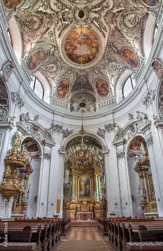 Vienna - Nave and cupola of baroque Servitenkirche - church