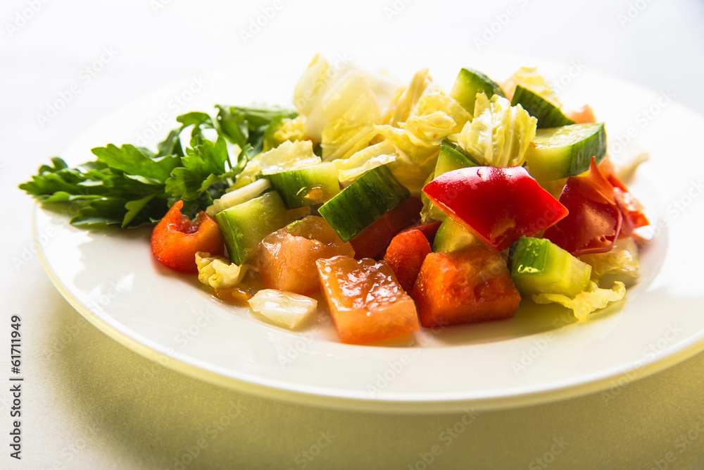 salad with fresh vegetables and choice