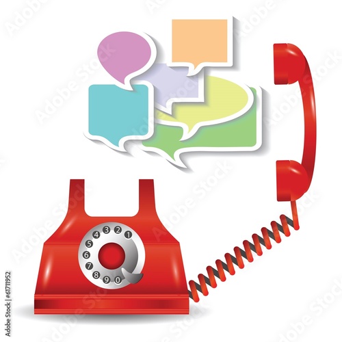 red telephone and speech bubbles