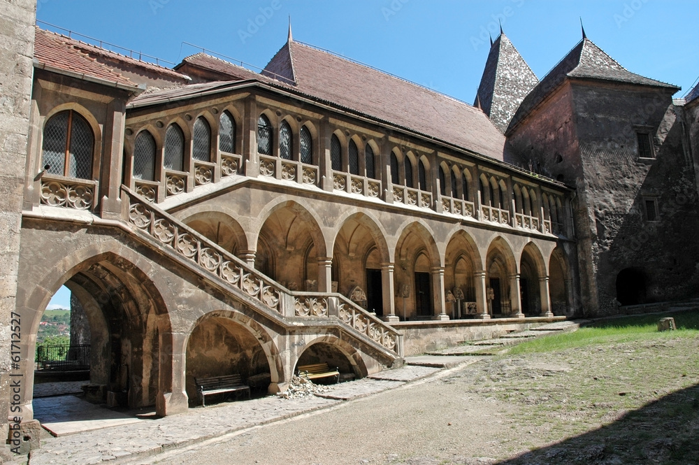 The inner courtyard of the Corvin castle in Transylvania