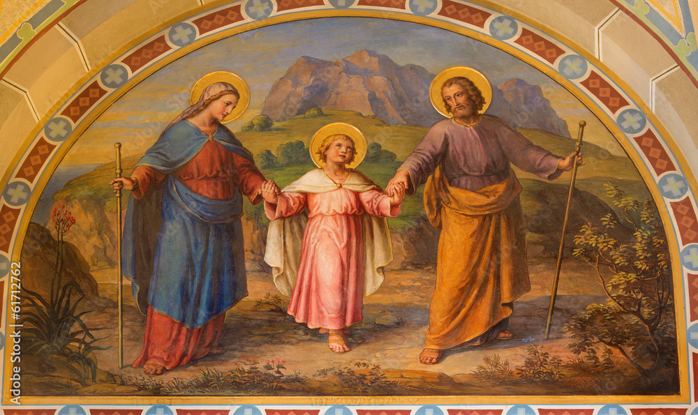 Fototapeta premium Wiedeń - Fresk Świętej Rodziny w kościele karmelitów