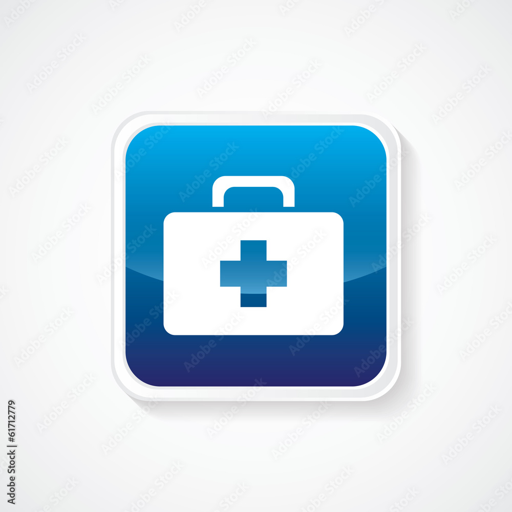 Very Useful Icon of First Aid Box on Red Button. Eps.-10. Very Useful Icon of First Aid Box on Red Button. Eps.-10.