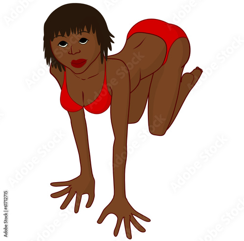 Femme à quatre pattes en bikini