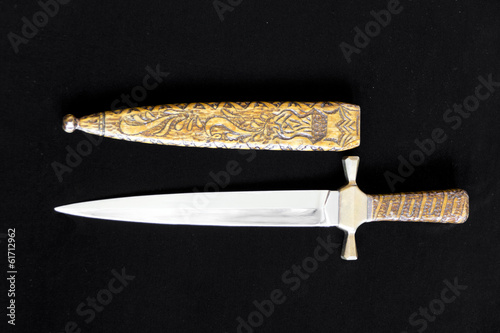 Canvastavla Cold weapon on black background