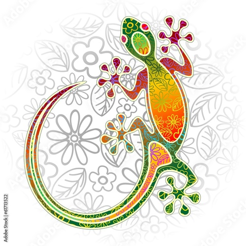 Gecko Floral Tribal Art