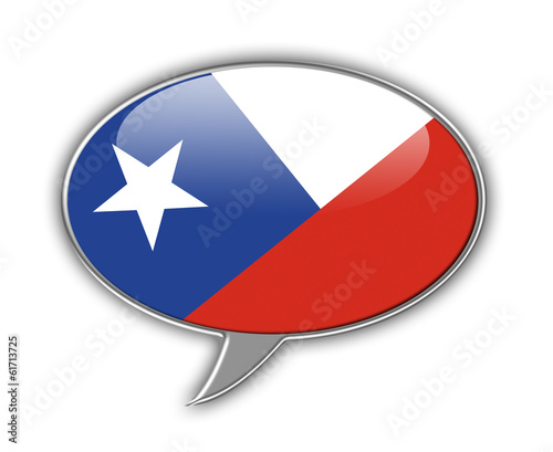 Chilean flag in a speech bubble.