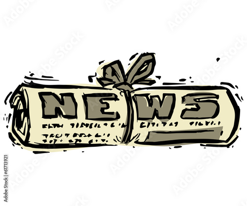 Newspaper rolled up with the word News on the headline