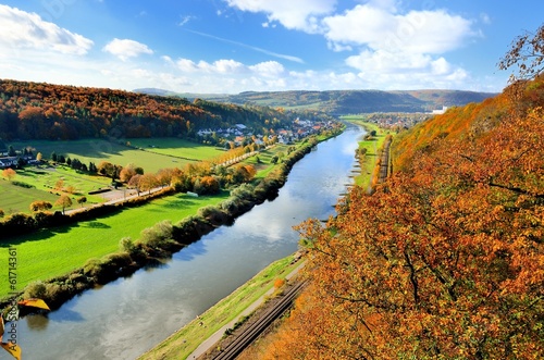 Herbstblick ins Wesertal zwischen Bad Karlshafen und Würgassen photo