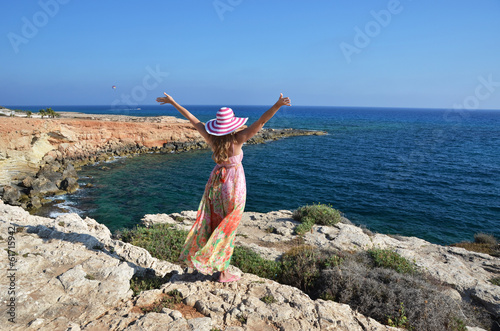 Girl on the rock. Cyprus