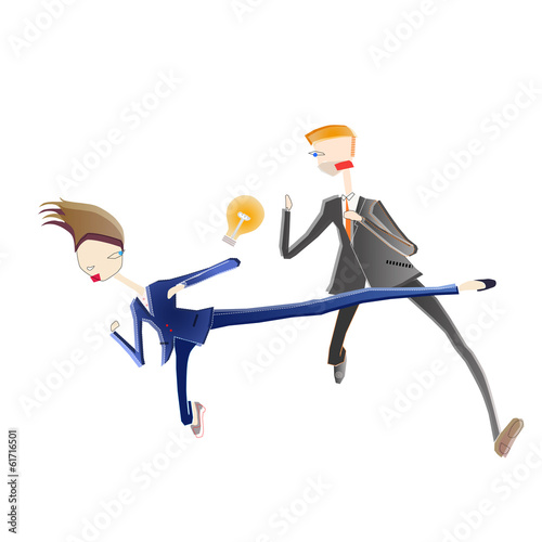 business man and woman fighting for idea