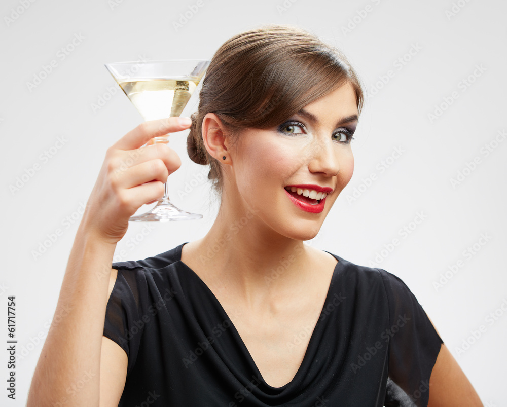 Young celebrating woman. Beautiful model portrait isolated Young celebrating woman. Beautiful model portrait isolated
