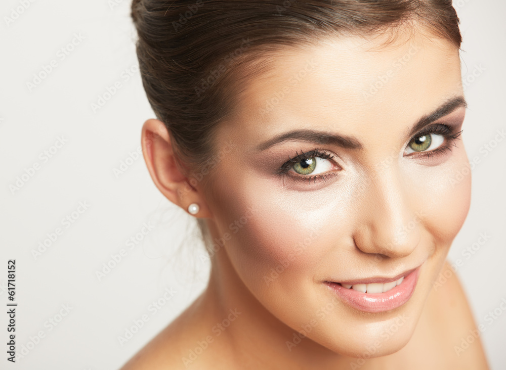 Close up portrait of beautiful young woman face. Close up portrait of beautiful young woman face.