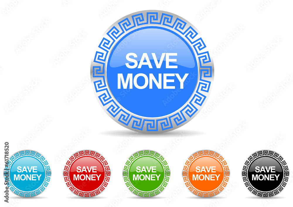 save money vector icon set