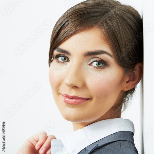 Close up face portrait of beautiful business woman.