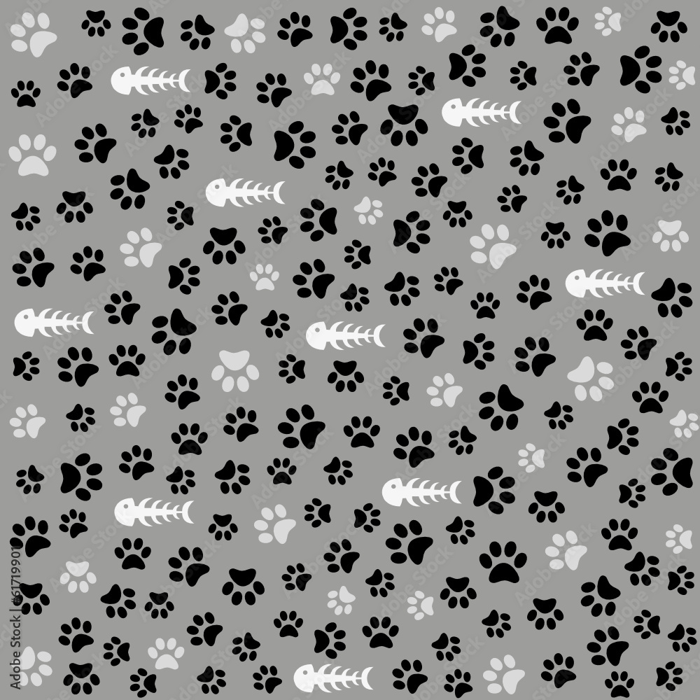 Seamless animal pattern of paw footprint Seamless animal pattern of paw footprint