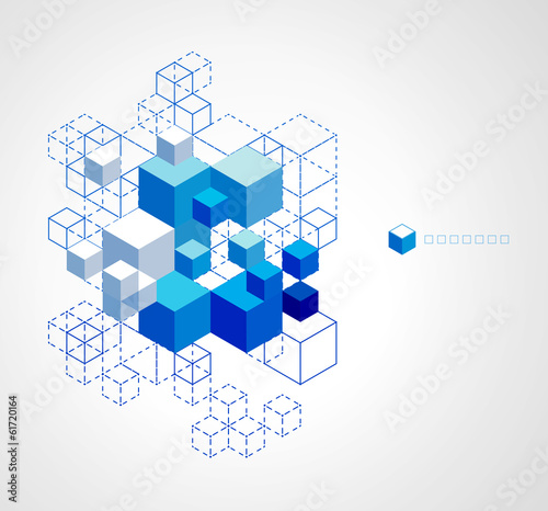 Abstract blue cubes background. photo