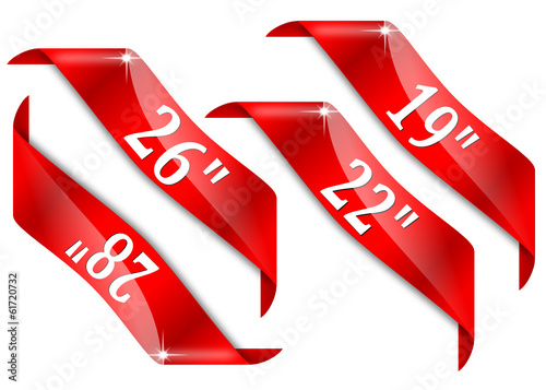 Red corners with signs for diagonal monitor screen - vector