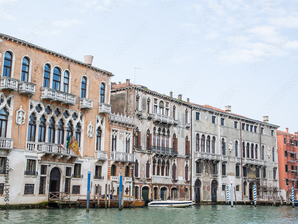 Boats Moored Outside Buildings in Venice Canal