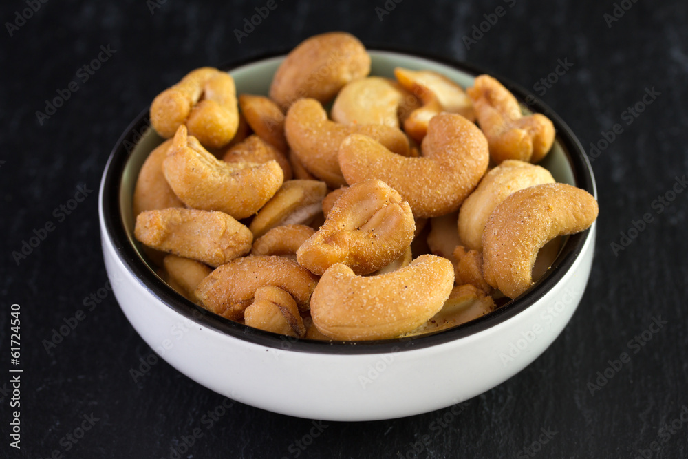 cashew with pepper in bowl cashew with pepper in bowl