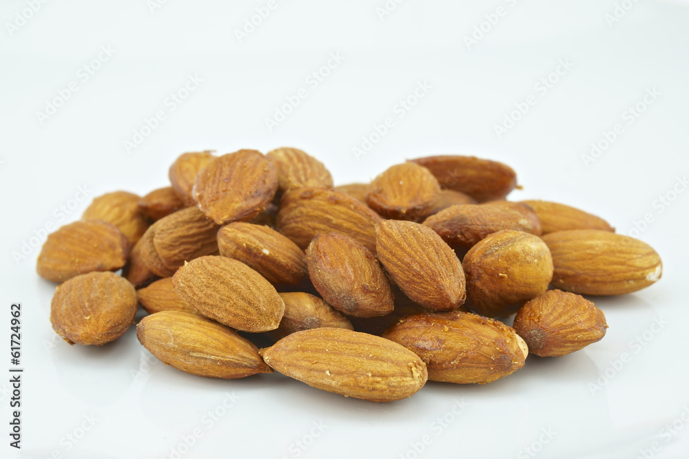 Crispy almond isolated on white background Crispy almond isolated on white background