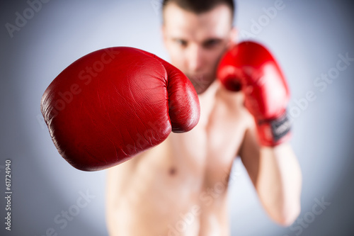 Boxing. Fighters glove close-up photo