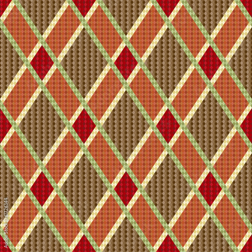 Rhombic tartan red and brown fabric seamless texture